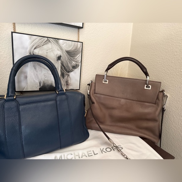 Michael Kors Navy and Taupe Satchels - Picture 2 of 7